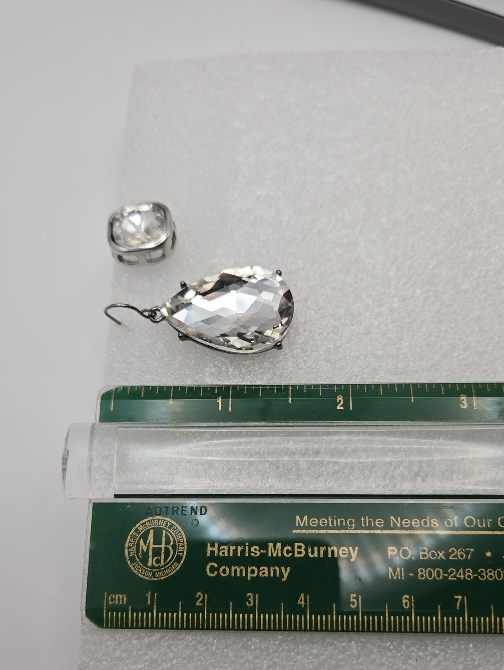 Fashion Jewelry Clear Teardrop Dangle & Clear Stud Glass Stone Earring Set Of 2 - Picture 6 of 16